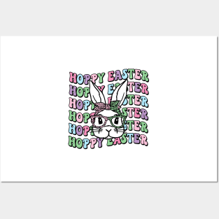 Hoppy Easter Retro Bunny Leopard Bow, easter Day, funny easter , easter shirt cool Posters and Art